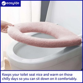 Easylife Toilet Seat Cover 30cm x 30cm, Fluffy Toilet Seat Cover, Toilet Cushion Pink - Fully Guaranteed | Pink