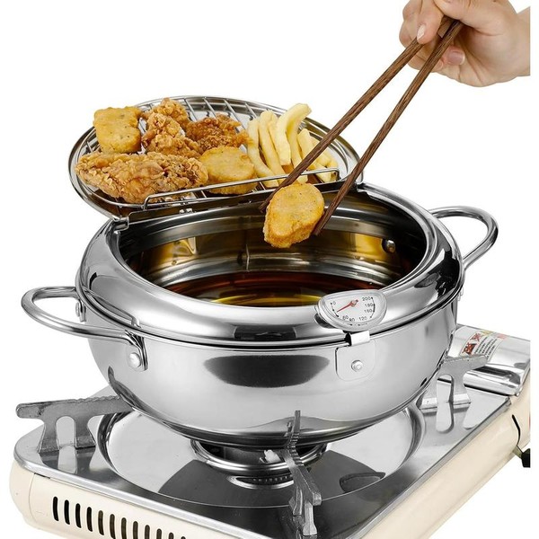 Deep Fryer Pot, 7.8Inch/2.2 L Janpanese Tempura Frying Pot with