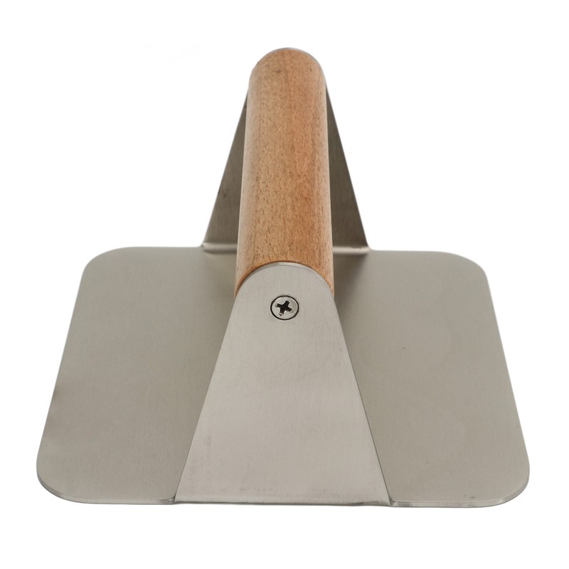 Burger Smasher 304 Stainless Steel Square Handheld Burger Press Wooden