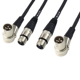WJSTN Right-Angle Male XLR to Straight Female XLR Plug Cable, Right Angle XLR Adapter 2 Pack