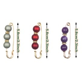 Pearl Safety Pins Brooches for Women Sweater Shawl Pins Pearl Brooch Pins for Women Fashion for Clothing,Cardigan,Collar,Dress,Pants,Skirt,Waist Decor (Red+Grey+Purple-12PCS)