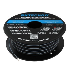 BNTECHGO 18 Gauge Silicone Ribbon Cable Flexible 2P Black 100 ft Flat Cable 18 AWG Stranded Tinned Copper Wire