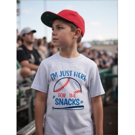 I'm Just Here for The Snacks Funny Baseball Shirt Boys Season Softball T-Shirt for Kids Summer Grey Clothes 3t 4t