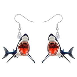 RAIDIN Cute Acrylic Ocean Marine Animal Whale Shark Dangle Earrings for Women Girls Fish Hook Earrings Whale Shark Jewellery for Gifts Party Charms (Red)