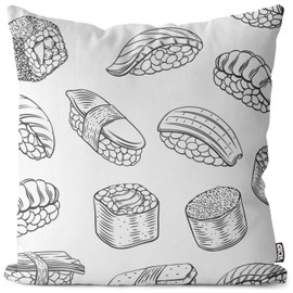VOID Sushi Rolls Graphic Cushion Cover Sofa Cushion Decorative Outdoor Cushion Decorative Cushion Size: 40 x 40 cm