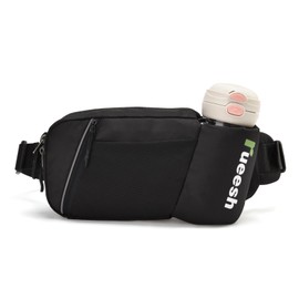 Rueesh Hiking Waist Bag with Water Bottle Holder,Water Bottle Belt for Men Women for Walking,Traveling,Hiking,Camping,Fishing,Outdoor,Black