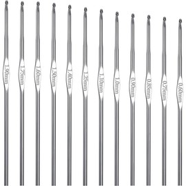 ZKGYUS Crochet Hooks Set Steel, 12 Pieces Small Snap Hooks Crochet Hook 0.6 mm to 1.9 mm Sweater Scarf Clothing Knitting Crochet Tool Crochet Hook Set Crochet Hooks Knitting Tools Accessories