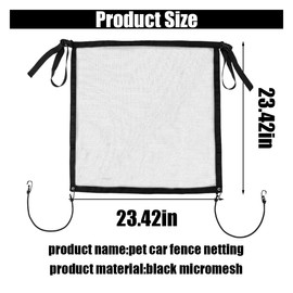 JOYCOURT Car Dog Barrier Net, Auto Protection Fence Net Backseat Mesh Pet Barrier, Car Stretchable Obstacle Mesh Divider Net Car Adjustable Safety Mesh for Most Cars, Trucks, SUVs (23"×23")
