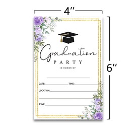 FujLoy 20 Cards with Envelopes, graduation party invitations 2024, 2024 College, High School, University Grad Celebration.（BT2） (Purple 081)