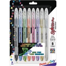 Pentel Arts Sparkle Pop Metallic Gel Ink Pen, 1.0mm Bold Line, Assorted Colors, Pack of 8 (K91PABP8M)