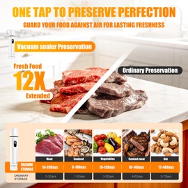 Compact Vacuum Sealer for Food, Vacuum Sealer Machine + 30 Reusable Vacuum Bags - Powerful Handheld Vacuum Food Sealer, Seal Food 12X Fresh Longer, Portable Vacuum Sealer for Kitchen Travel Meal