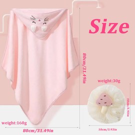 Hooded Towel Baby with Bath Sponges Baby Towel Hood 100% Cotton Bath Poncho Children's Baby Towel with Hood Soft & Super Absorbent 0-3 Years Bear