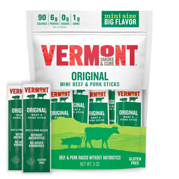 Vermont Smoke and Cure - Res de minis & cerdo pega pimienta agrietada - 6 palos