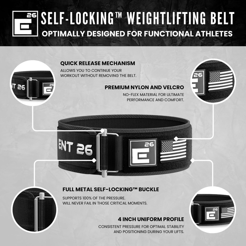 Self-Locking Weight Lifting Belt - Premium Weightlifting Belt for Serious