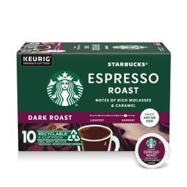 Starbucks K-Cup Coffee Pods, Dark Roast Hot or Iced Coffee, Espresso Roast, 10 Keurig Pods