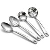 Ruwnii 4Pcs Stainless Steel Slotted Spoon Set, Strainer Spoons for
