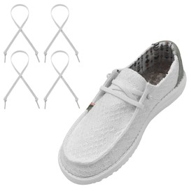 UamGlsob 2 Pairs Elastic Flat Shoe Laces Replacement Laces for Hey Dude, Flat Shoelaces,Shoe Strings Replacement for Hey Dude, White, 13Inch