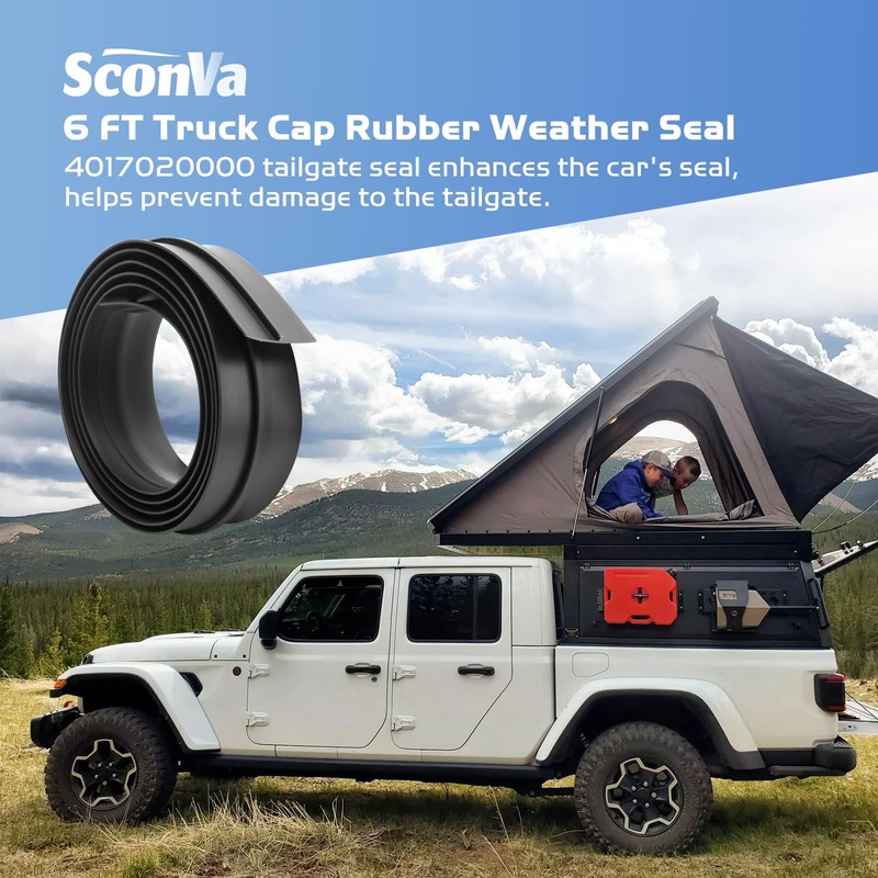 6 FT Truck Cap Rubber Weather Seal, Double Leaf Bottom