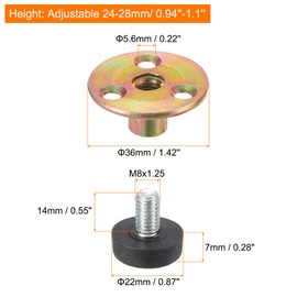 uxcell Thread Furniture Leveling Feet, 4Pcs - Adjustable Furniture Feet Levelers, Self-Adhesive Threaded Screw-in Raised Base for Tables Cabinets Sofas Chairs Shelves (22 x 7 mm)