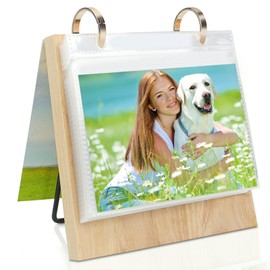 4x6 Desktop Flip Photo Album on Stand 4x6 Standing Photo Album Portrait Family Photo Collections Tabletop with 60 PVC Pockets