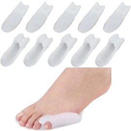 Pack of 5 Pair Toe Protector Separator, Gel Tailor's Bunion Guard Relief Pads for Bunion Women, Little Toe Bunion Corrector Pad for Wearing with Shoes (White, One size)