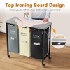 Gewudraw 3 Section Laundry Sorter with Ironing Board, Laundry Hamper