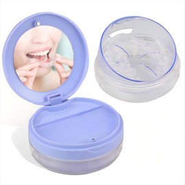 DIDATOOL Denture Box Leak-Proof Dental Retainer Case, Portable Denture Bath with Mirror, Removal Tool and Extra Storage Layer, Denture Case Perfect for Traveling and Daily Use (Purple)