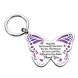 Butterfly Keychain Thank You Gifts for Women Teacher Colleague Coworker, Secret Santa Gifts for Coworker Teacher Women, Office Employee Appreciation Gift Thank You Gift for Her Teachers Nurse Doctor