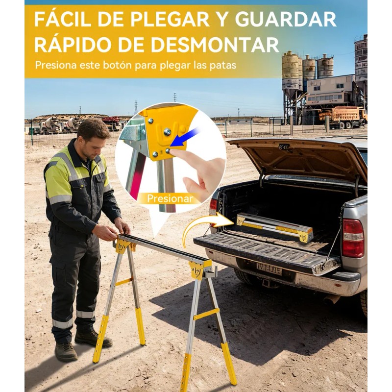 Burros Mesa De Trabajo Plegable 2pzs 1200kg Multiusos Carga Caballete