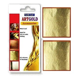 Gold leaf on base metal Gilding - 100 Gold leaf sheets, 8cm x 8cm