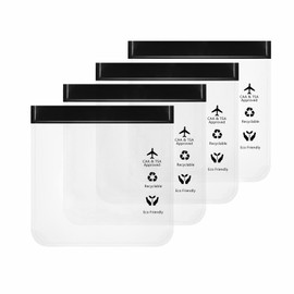 Bluesmile Clear Toiletry Bag, 4 Pack TSA Approved Quart Size Carry-On Waterproof Liquids Bag Airport Security Approved 3-1-1 Compliant Transparent Bag for Toiletries Cosmetics Travel (Black)