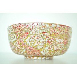 bamboo bowl handmade round bowl wooden serving bowl lacquer inlaid with egg shell fruit sweet bowls fine quality decorative homeware, pink gold effect small size H071S