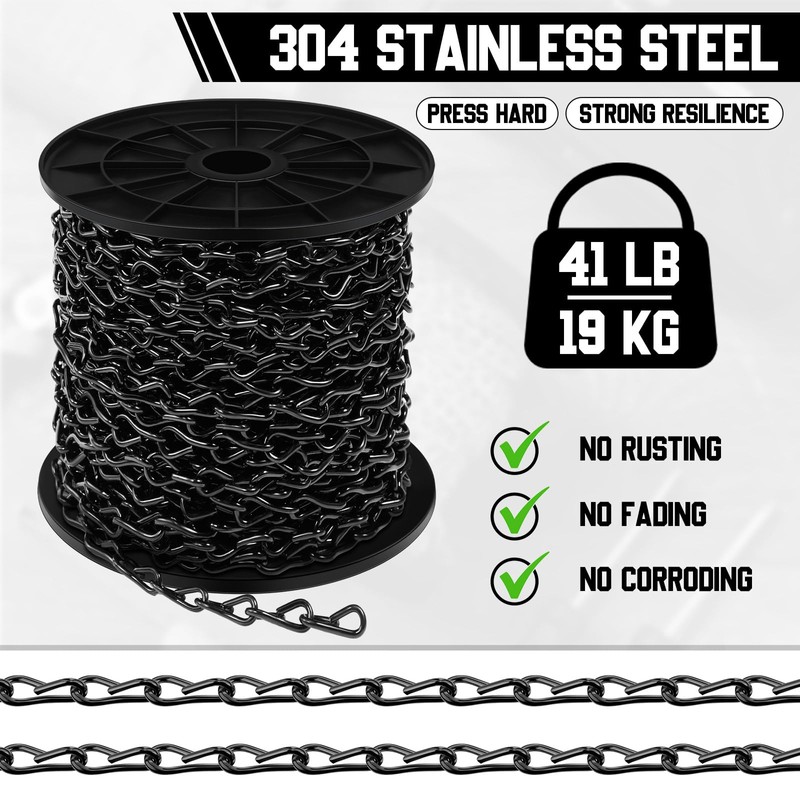 Yaocom 100ft Black Jack Chain with 10 Pcs S Hooks