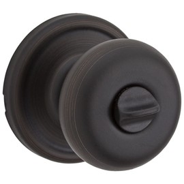 Kwikset Hancock Interior Privacy Door Knob with Lock, Door Handle For Bathroom and Bedroom, Venetian Bronze Keyless Turn Lock Doorknob, with Microban Protection