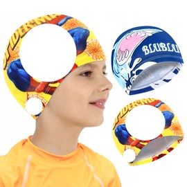 Swimming Cap for Children, Pack of 2 Swimming Caps, Polyester, Unisex Swimming Cap, Children Long Hair, Swimming Cap, Swimming Cap, Swimming Cap, Shark Swim Cap, Swimming Cap for Children Boys