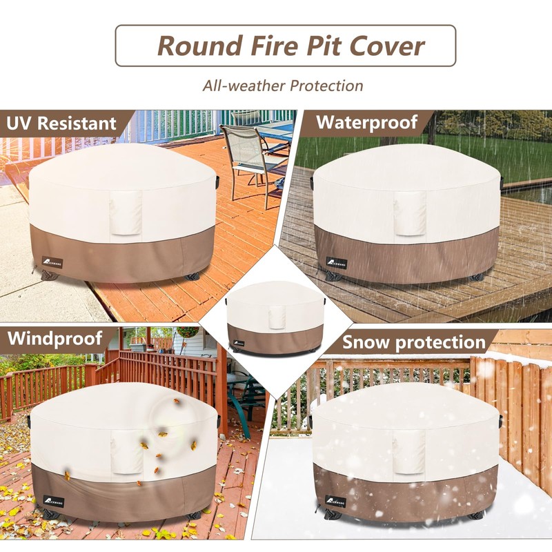 Alickwang Fire Pit Cover Round 50 Inch Waterproof,Outdoor Heavy Duty