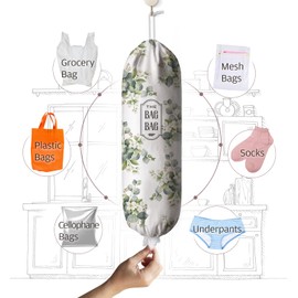 Moanlor Art Plastic Bag Holder Eucalyptus Floral Grocery Bag Holder Organizer The Bag Bag Shopping Trash Bag Storage Cute Summer Kitchen Decor Gifts for Women Family Friends