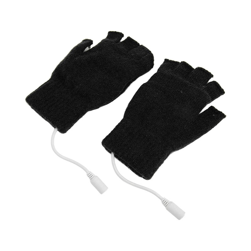 USB Heated Gloves Full Half Fold Back Warm Heated Winter