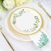 Tableclothsfactory 20 Pack | White and Green Floral Design Dinner