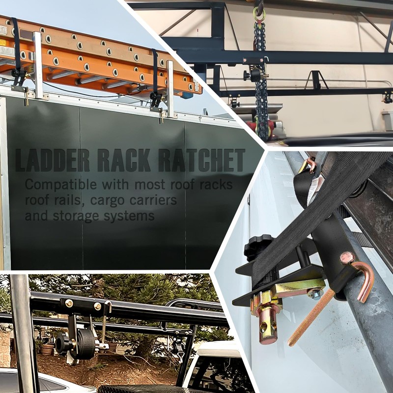 Ladder Rack Ratchet Straps, Truck Rack Straps, Lumber Rack Tie