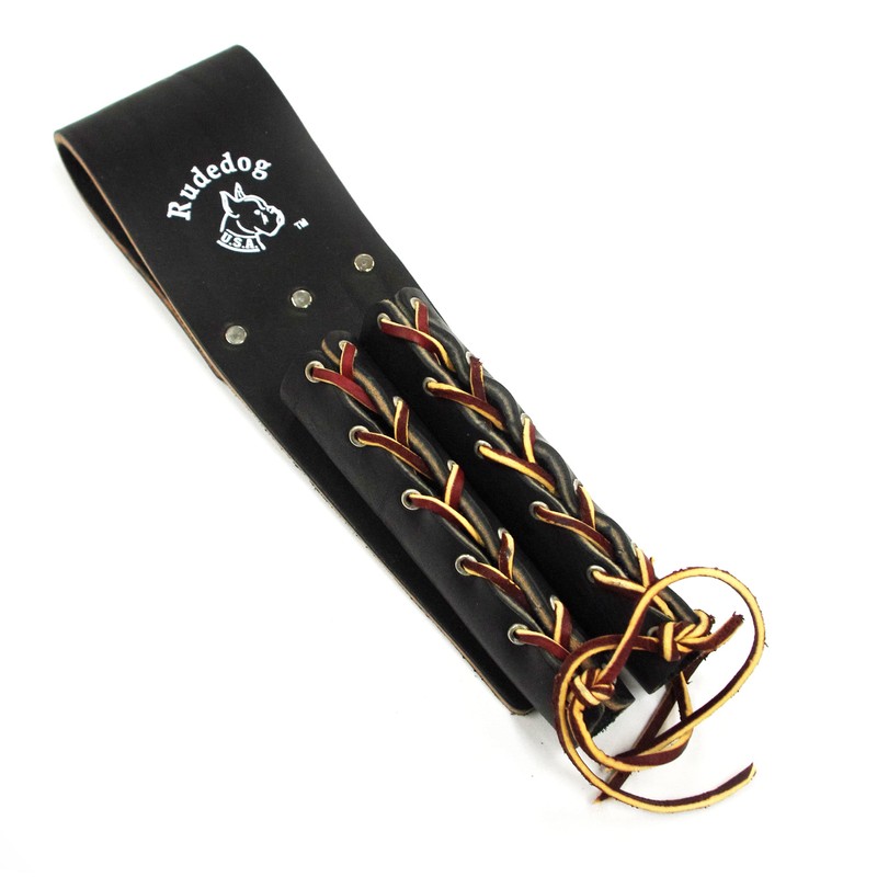 Lace-Up Double Bullpin Holder - Premium Black Leather- Rudedog USA