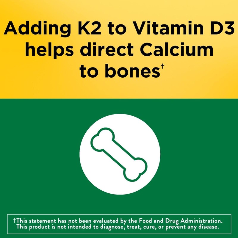 Nature Made Vitamin D3 K2 Softgels Bone Immune Health 30