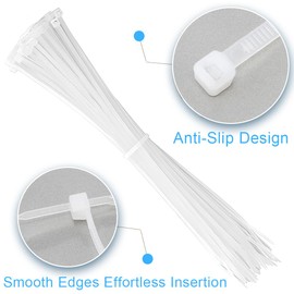 VONJUMA Pack of 250 Cable Ties White Cable Ties Tensile Strength UV Resistant Nylon Plastic Self-Locking Multifunctional Cable Zip Ties 250 x 2.7 mm