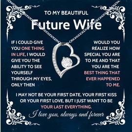 To My Future Wife Necklace, Bride To Be Gifts, Fiance Gifts For Her , To My Future Wife Gifts, To My Wife Pendant, To My Soulmate, To My Girlfriend Necklace With Box and Message Card (Standard Box, I Love You Always & Forever)