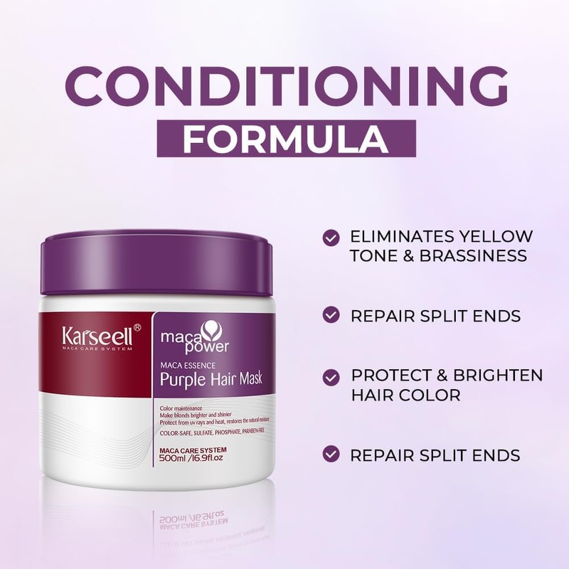Karseell Mascarilla Acondicionadora con Color, Púrpura, 16.9 floz