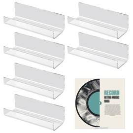 6 x Wall Mount for Record Acrylic Album Record No Drill Tape Vinyl Holder Wall Holder Stand Racks for Album Cover Display (Clear)