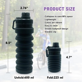 TOTU 25oz Water Bottle BPA Free, for Travel, Sports, Gym, Camping, Hiking, All Essentials - Black