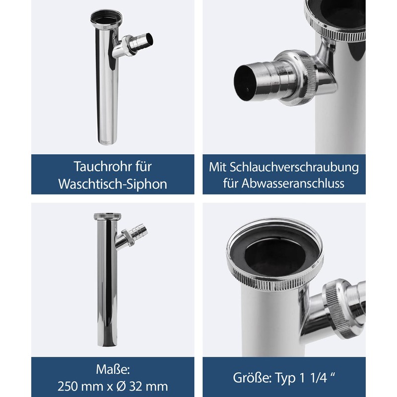Adjustable tube, 1 1/4 x 200 mm.