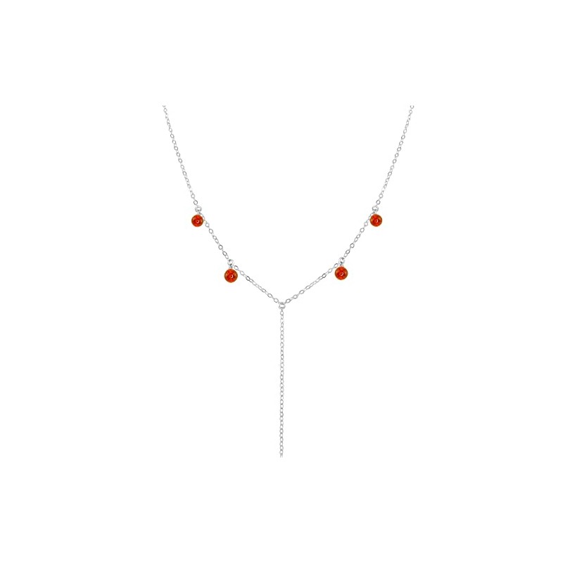 Carnelian Boho Y Necklace in Sterling Silver