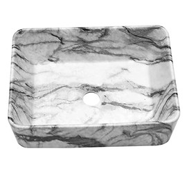 Bathroom Sink Above Counter - Lordear 16"x12" Rectangle Bathroom Sink Marble Porcelain Ceramic Vessel Sink, Rectrangular Above Counter Sink Art Basin